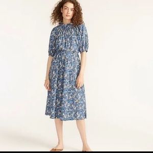 J.Crew Liberty puff sleeves sundress with tie waste